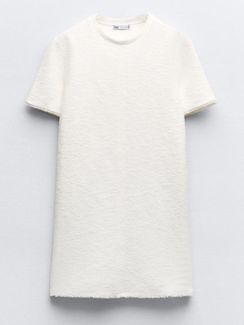NWT Zara Structured Jacquard Mini Dress in Oyster White - S